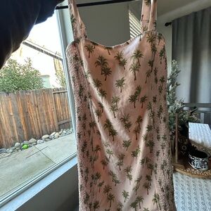 Robin K Peach and Green Dress